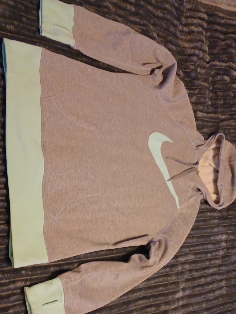 Nike Women's Gray Zip-Up Hoodie with Mint Swoosh Accent